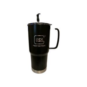 NEW Glock Perfection Insulated Tumbler, with Straw and Straw Brush Black/Silver